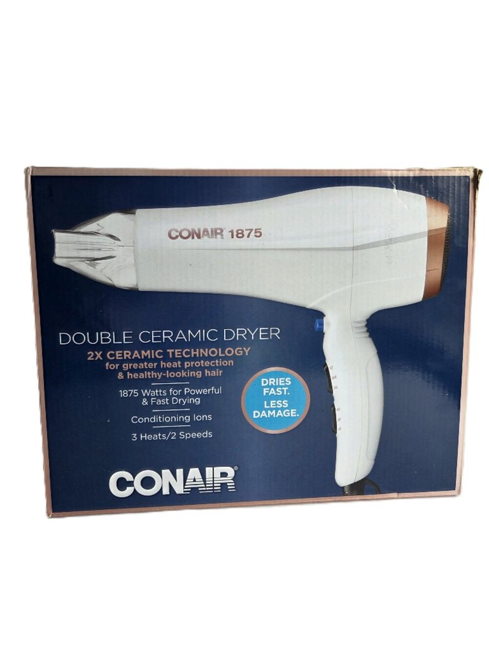 Conair Double Ceramic Technology Hair Dryer, Frizz Fighting & Ionic Conditioning